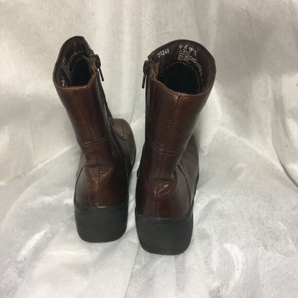 Hush Puppies Boot DRK BROWN mid sz 6.5 Square Toe Soft Leather Bootie Waterproof - Picture 14 of 14
